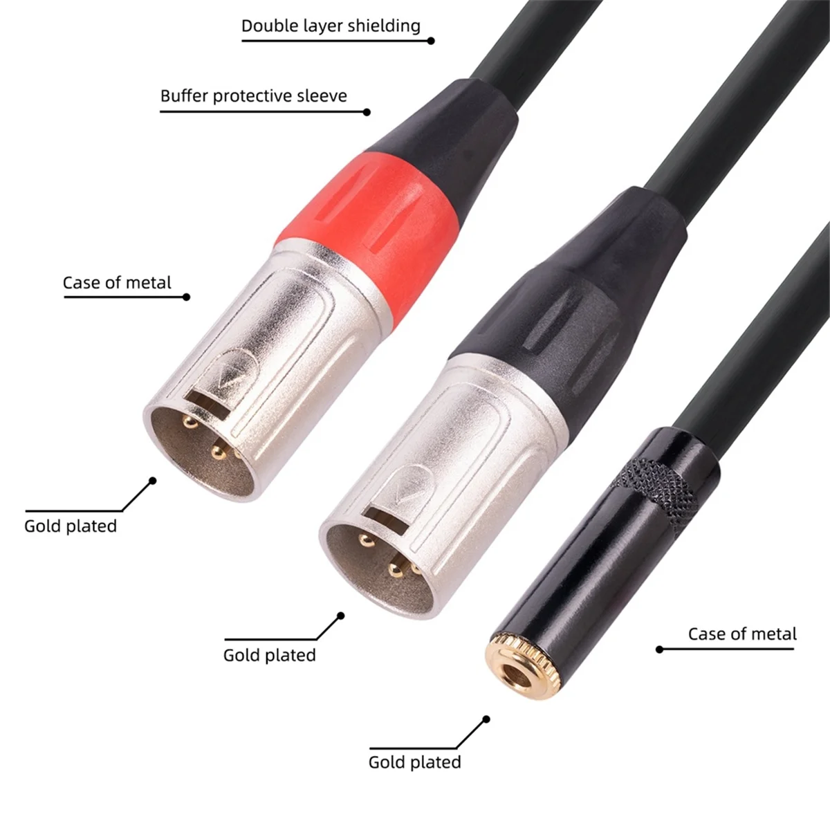 3,5 mm Stereo-Buchse auf Dual-XLR 3-poliger Stecker Y-Splitter OFC Aux-Audiokabel 3,5 mm auf 3-poliges XLR-Y-Mikrofonkabel