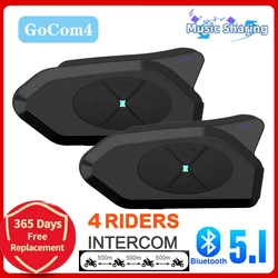 NOECI-intercomunicador Bluetooth GoCom4 para motocicleta, interfono Full-duplex BT5.1, IP65, para compartir música + FM, 1500M, 4 conductores