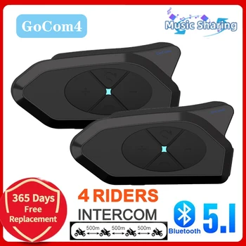 NOECI GoCom4 Motorrad-Bluetooth-Gegensprechanlage, 1500 m, 4 Fahrergruppen, Comunicador, Vollduplex-BT5.1-Gegensprechanlage, IP65, Musikfreigabe + FM