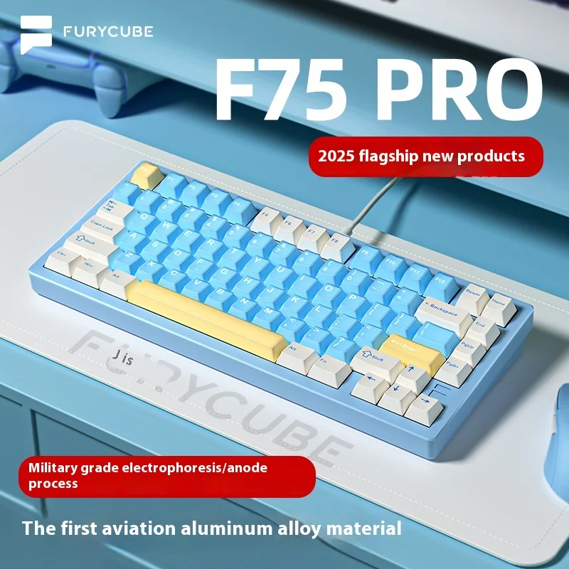 FURYCUBE F75 Mechanical Keyboard f75 Pro Ultra 8000mAh Control Knob 220 Mesh CNC Aluminum Customized Hot Swappable Keyboard