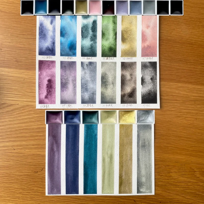 Peinture aquarelle granulée au charbon Kusakabe 2ml demi-palet, pigment scintillant pour artiste, fournitures d'art pour la peinture