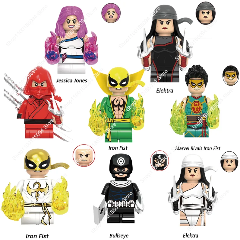 Hot Toys Marvel: Novas Figuras de 18 Estilos - Marvel Iron Fist, Elektra, The Hand, Ninja, Luke Cage, Bullseye - Blocos de Montar e Figuras de Brinquedo