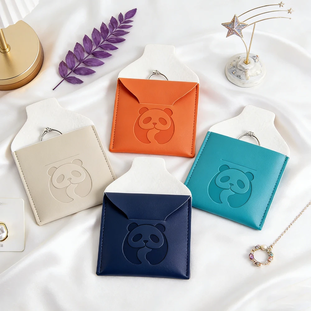 

50pcs PU Leather Insert Jewelry Bag Custom Logo Ring Earrings Necklace Perfume Packaging Bags Wedding Candy Jewellery Display