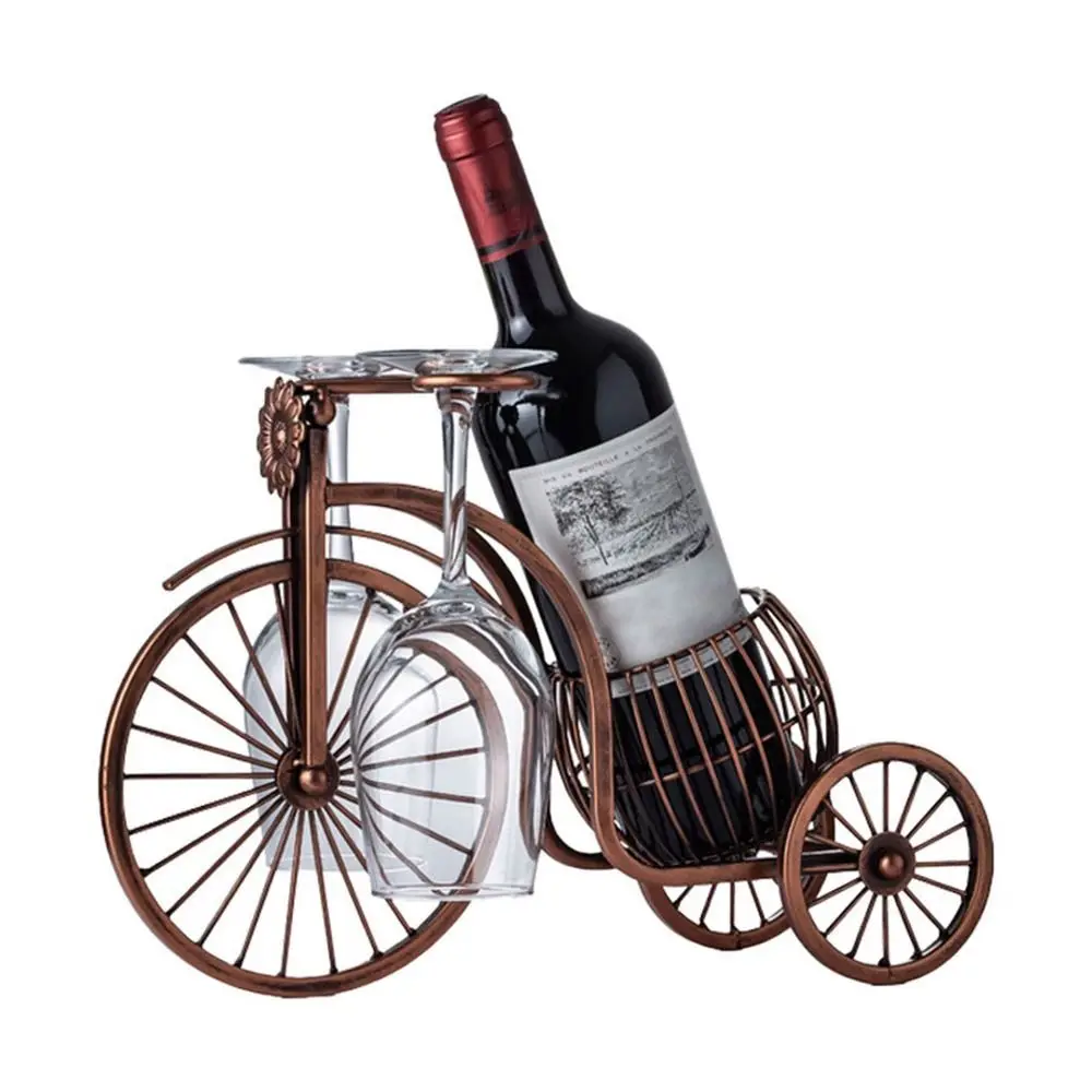 

Vintage Metal Tricycle Shape Decorative Retro European Style Wine Rack Wine Bottle Holder Wine Display Stand Kitchen Organizer
