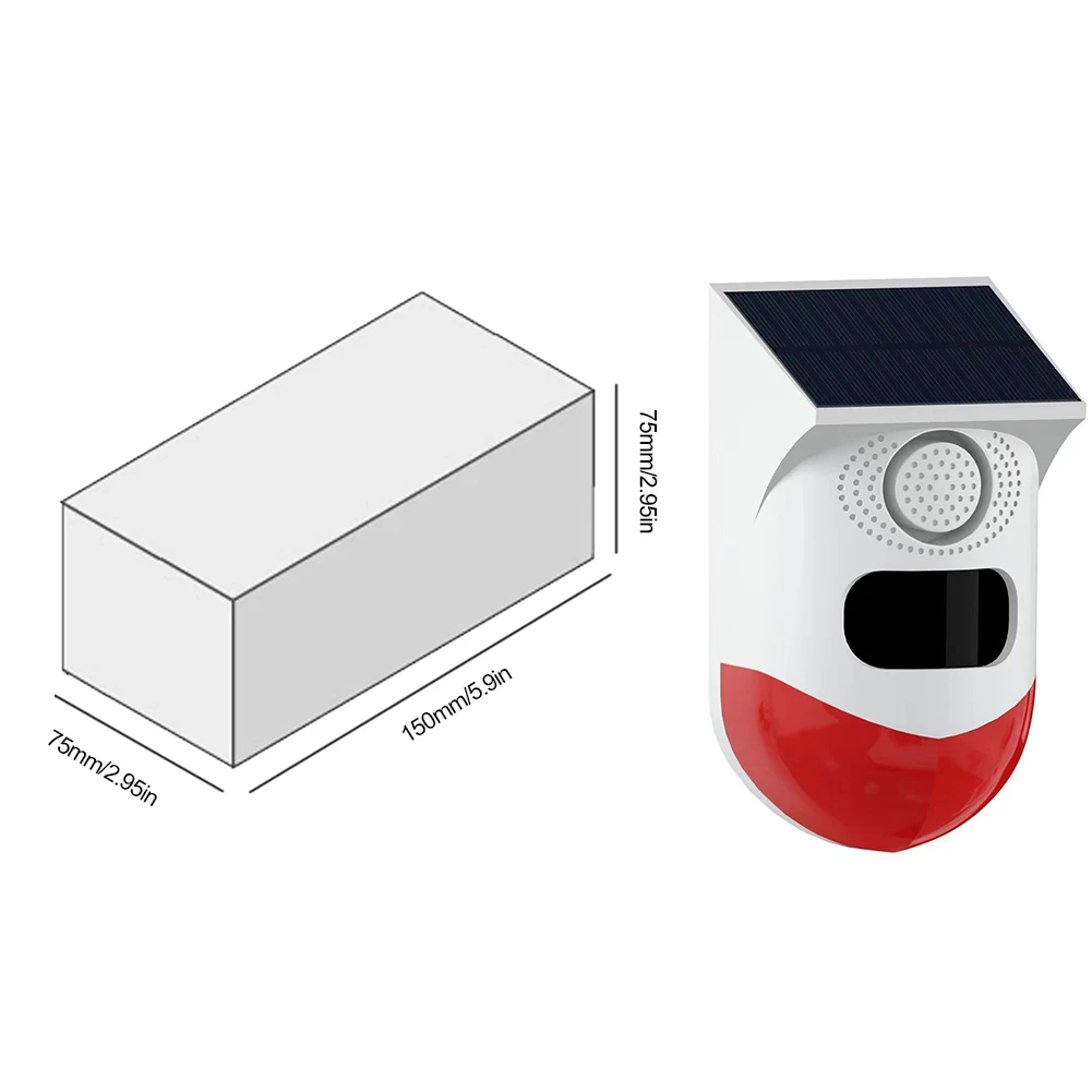 Bezpieczeństwo słoneczne syrena na podczerwień pilot aktywowany ruchem czujnik Alarm 120dB dźwięk system alarmowy na podczerwień dla bezpieczeństwa w domu