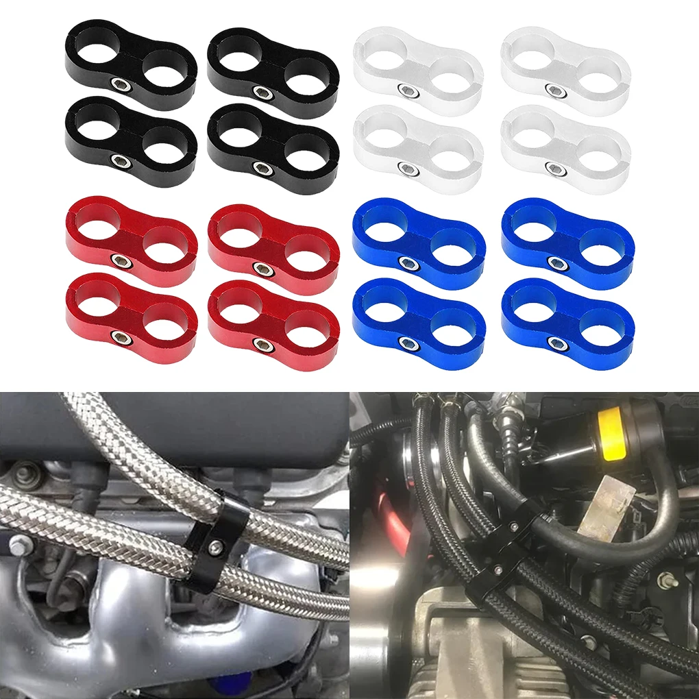 4Pcs Hose Separator Clamp 4AN 8AN 10AN 12AN Oil Fuel Hose Line 4Pcs/lot 6AN Separator Clamp Adapter For Oil Fuel Line