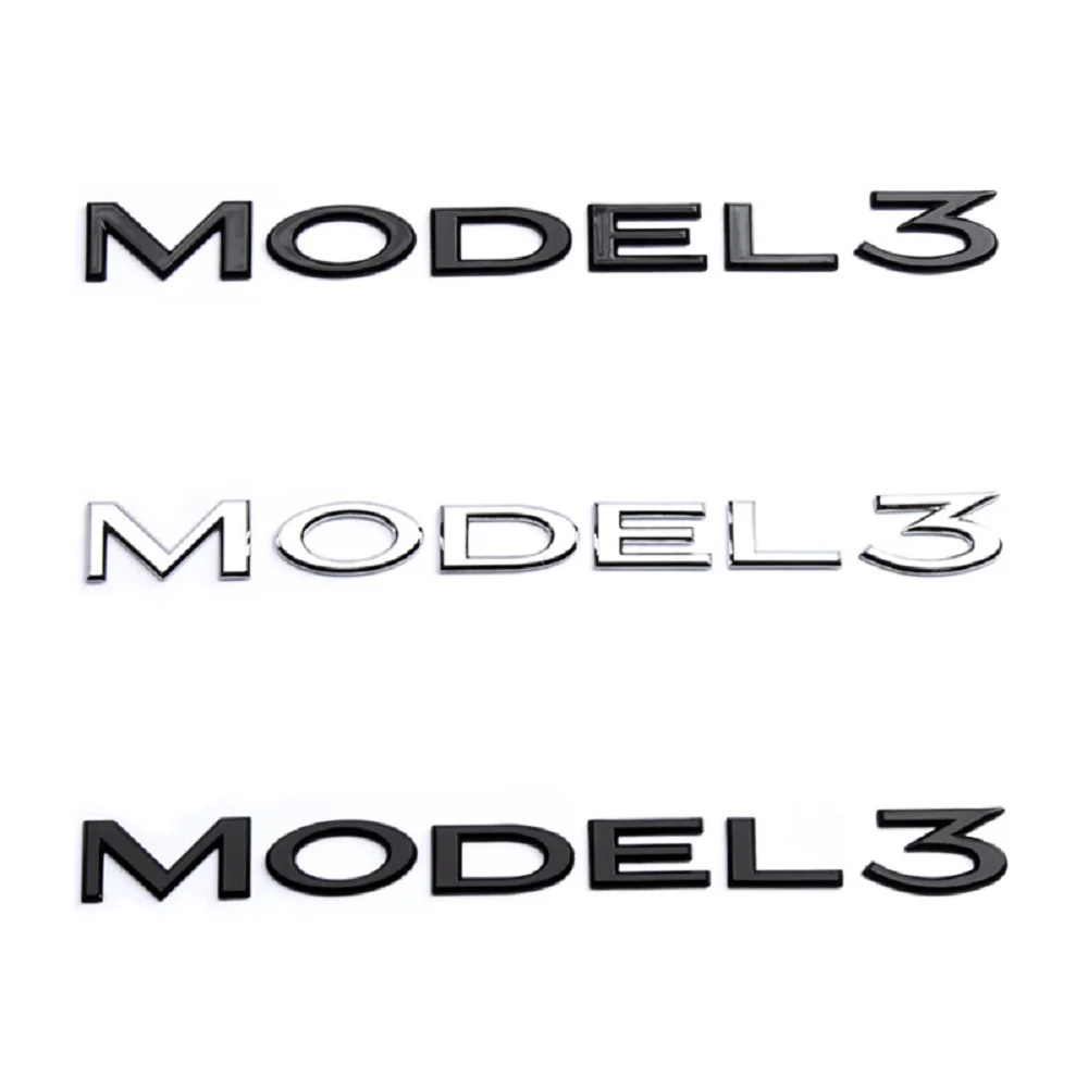 Chrome Black Trunk Letters MODEL 3 Emblems Front Rear T Shape Badges for TESLA MODEL3