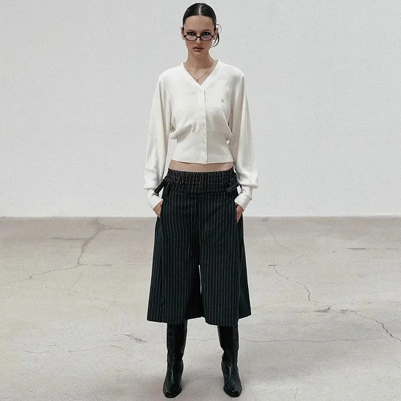 

American Sle V-Ne Retro Knitted Sweater Jaet Women's Trendy Red Long Sve Commute Sle Regular Length Open Cardigan