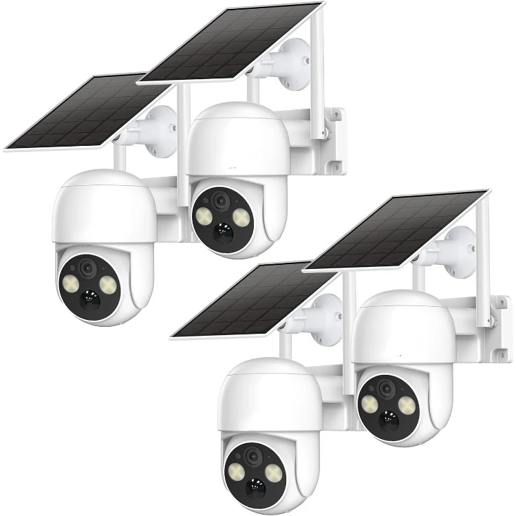 4PCS 4MP Solar Security Camera Wireless Outdoor, 2.5K Pan/Tilt Rechargeable Battery Powered, 2.4Ghz WiFi Camera