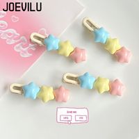 Pastel Star Hair Clips Cute 3 Color Kawaii Barrettes for Girls Long Wavy BB Hairpins for Side Bangs Aesthetic Hair Accessories