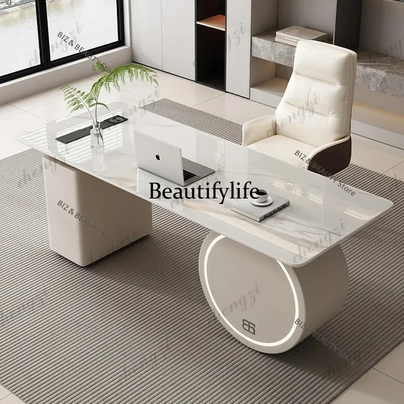 Z138   Cream Style Consult Office Desk Medical Table Reception Design Modern Office Desk Accent High Boss Office Furniture