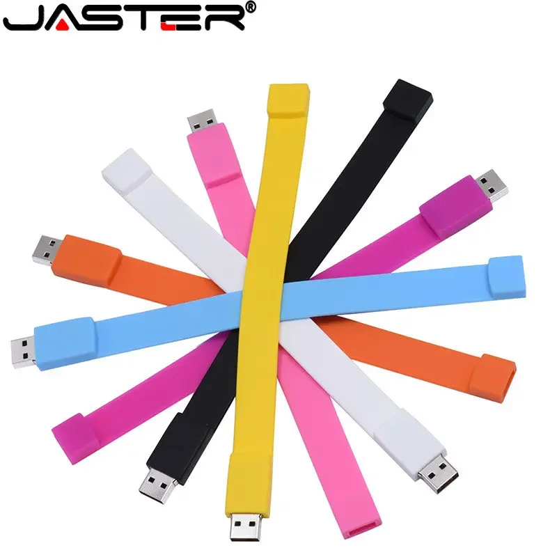 JASTER Fashion Wristband USB 2.0 Flash Drives 64GB 32GB Pen Drive Creative Business Gift for Kids Memory Stick 16GB Pink U Disk