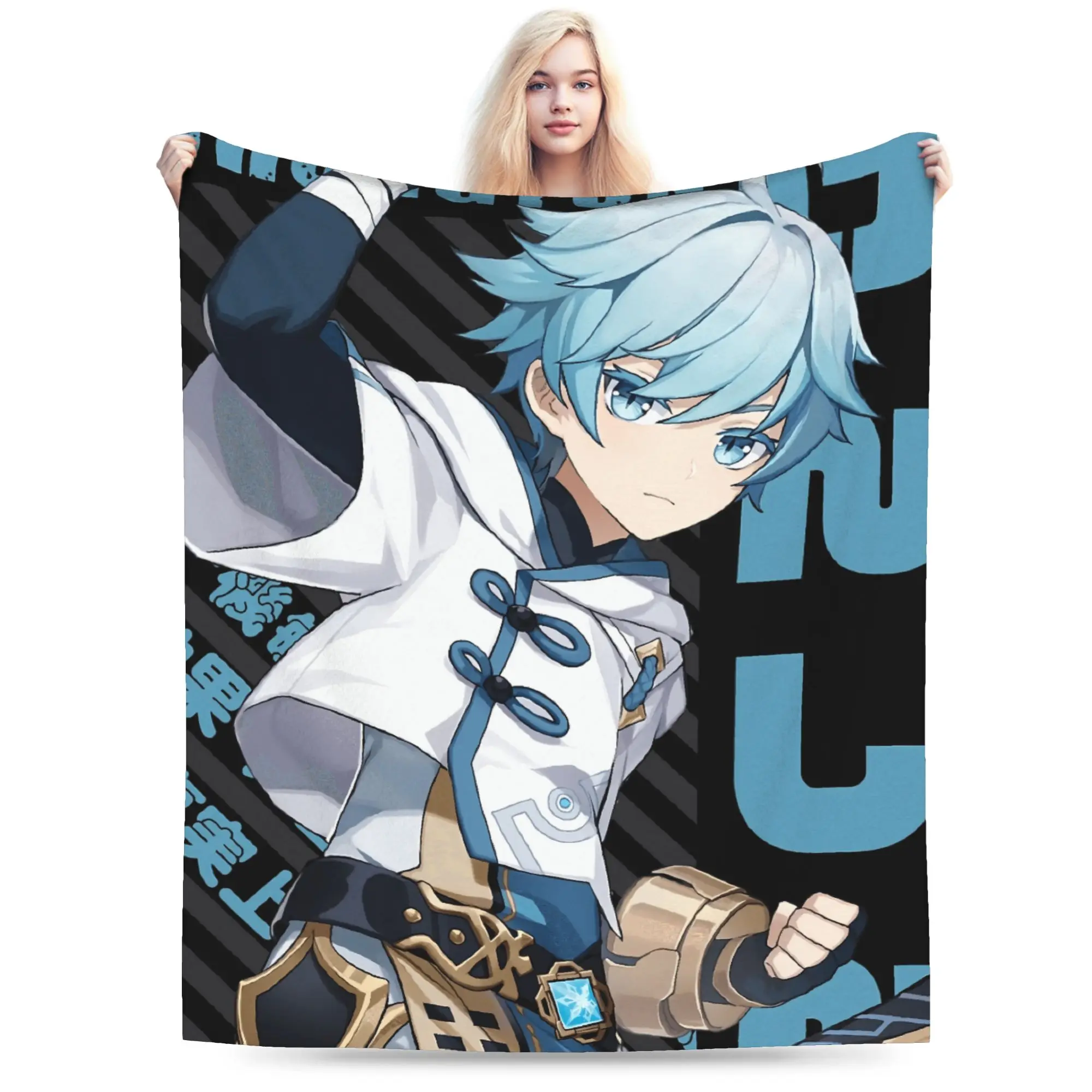 

Soft Warm Girl Airplane Travel Genshin Impact Throw Blanket Flannel Bedspread For Couch Chair Sofa Bed Funny Sofa Bed Cover