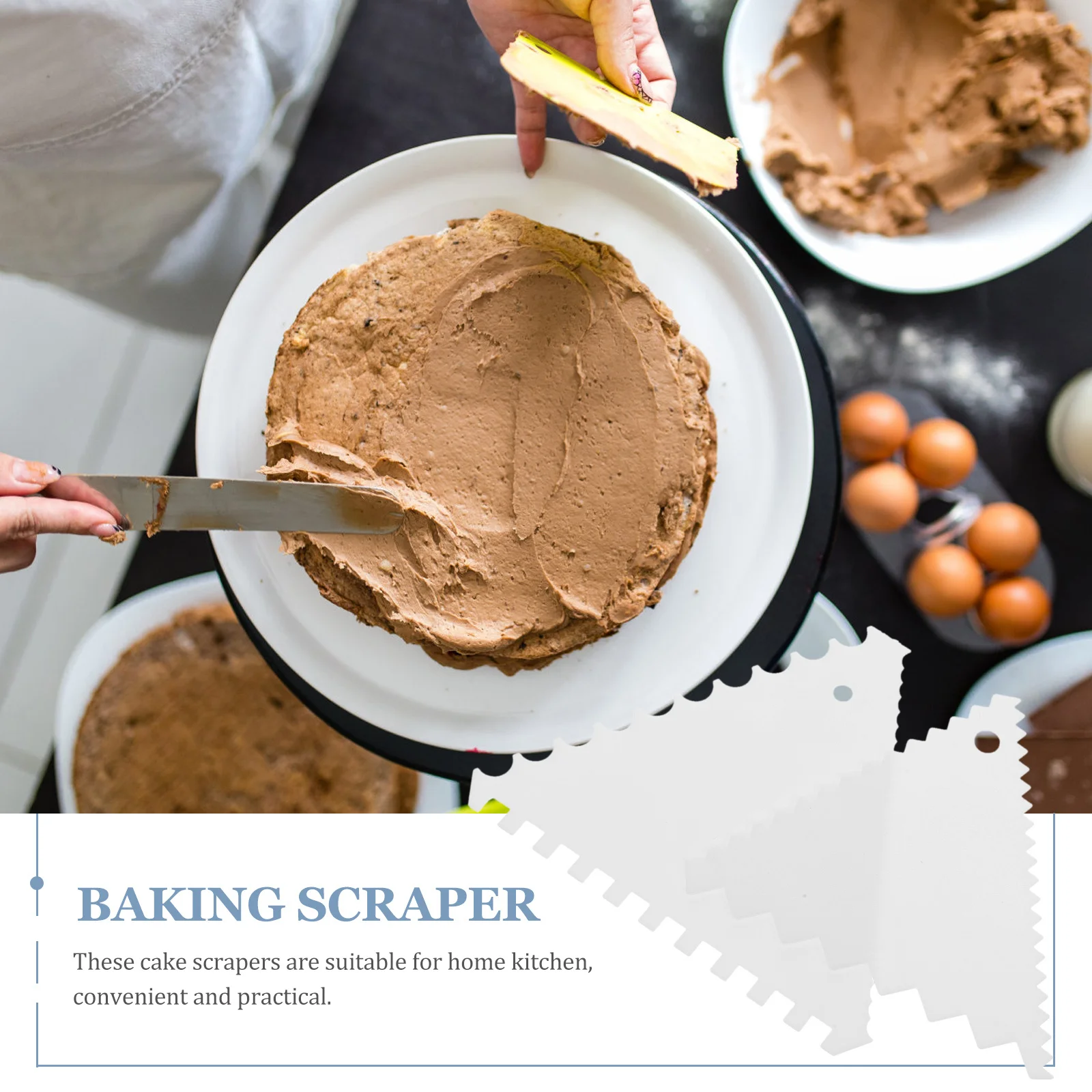 

8Pcs Baking Scraper Cake Decorating Tool Plastic Triangle Spatula Multifunctional Cake Smoother Scraper Kitchen Tool