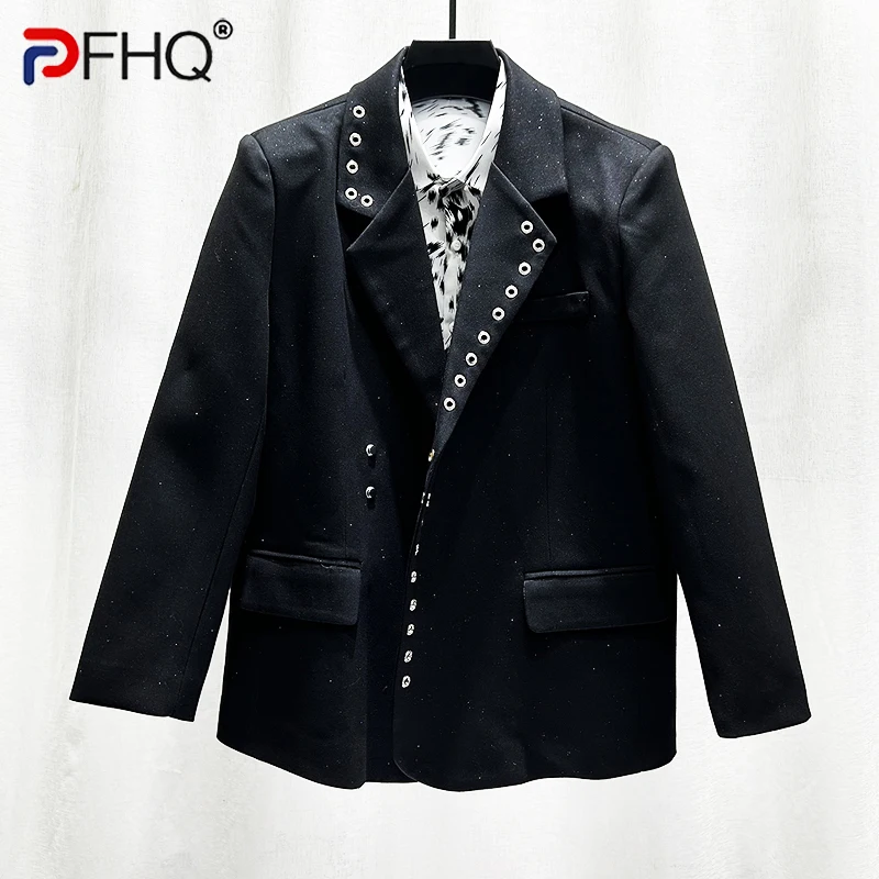 

PFHQ Men's New Blazers Heavy Industry Niche Design Metal Rivet Korean Version Handsome Loose Fitting Suit Jackets Autumn 21Z4176