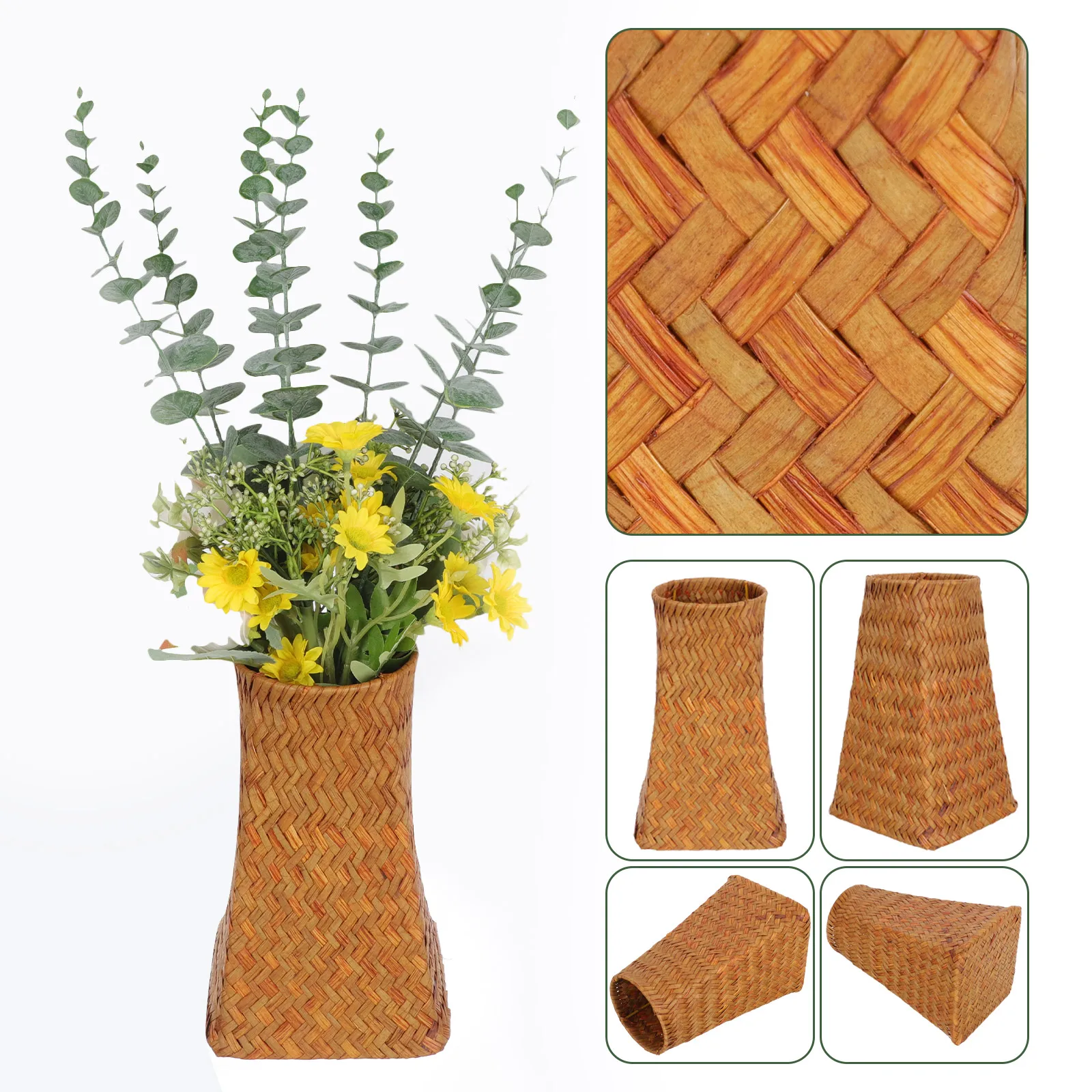 

Braided Vase Modern Pen Marker ganizer Decorative Flower Pot Desktop Pencil Storage Basket Retro Pen Holder Stylish European