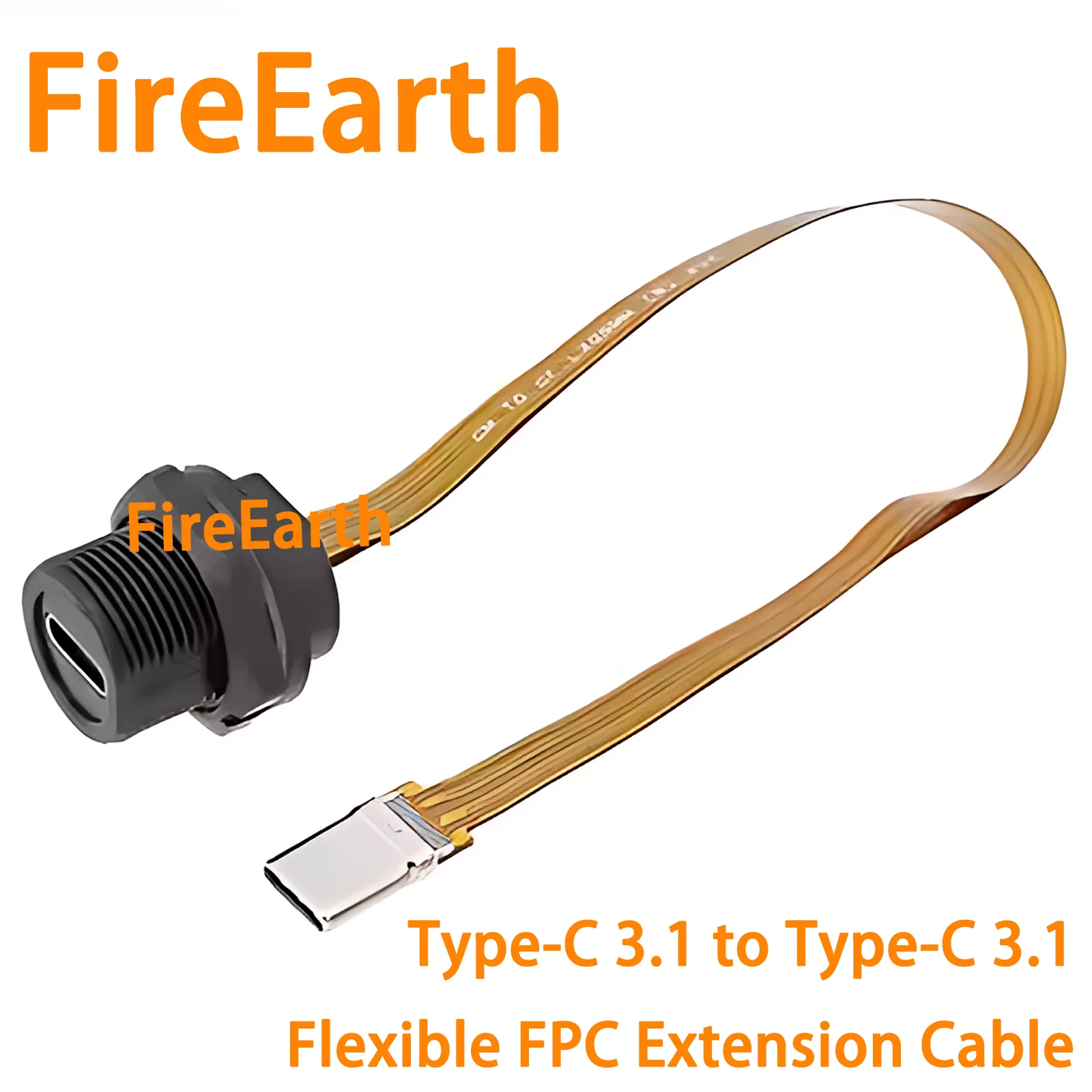 Waterproof Type C to C 3.1 Extension Cable Threaded Rear Panel PFC Flat Female to Male Cable Converter