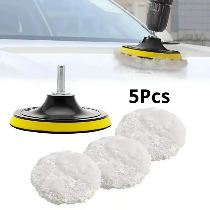 

5 Piece 3/4/5 Inch Polishing Set Car GadgetsCar Polishing PadCar Wax Sponge Disc Wool WheelCar Paint Care Polishing Pad