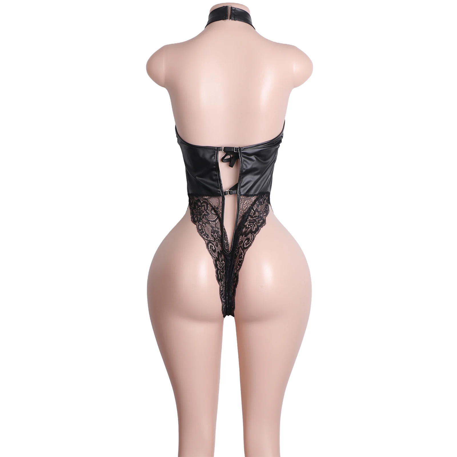 Women's Sexy Exotic Leather Performance Wear Custom Designed Thong Lace Stage Dance Outfits for Ballroom