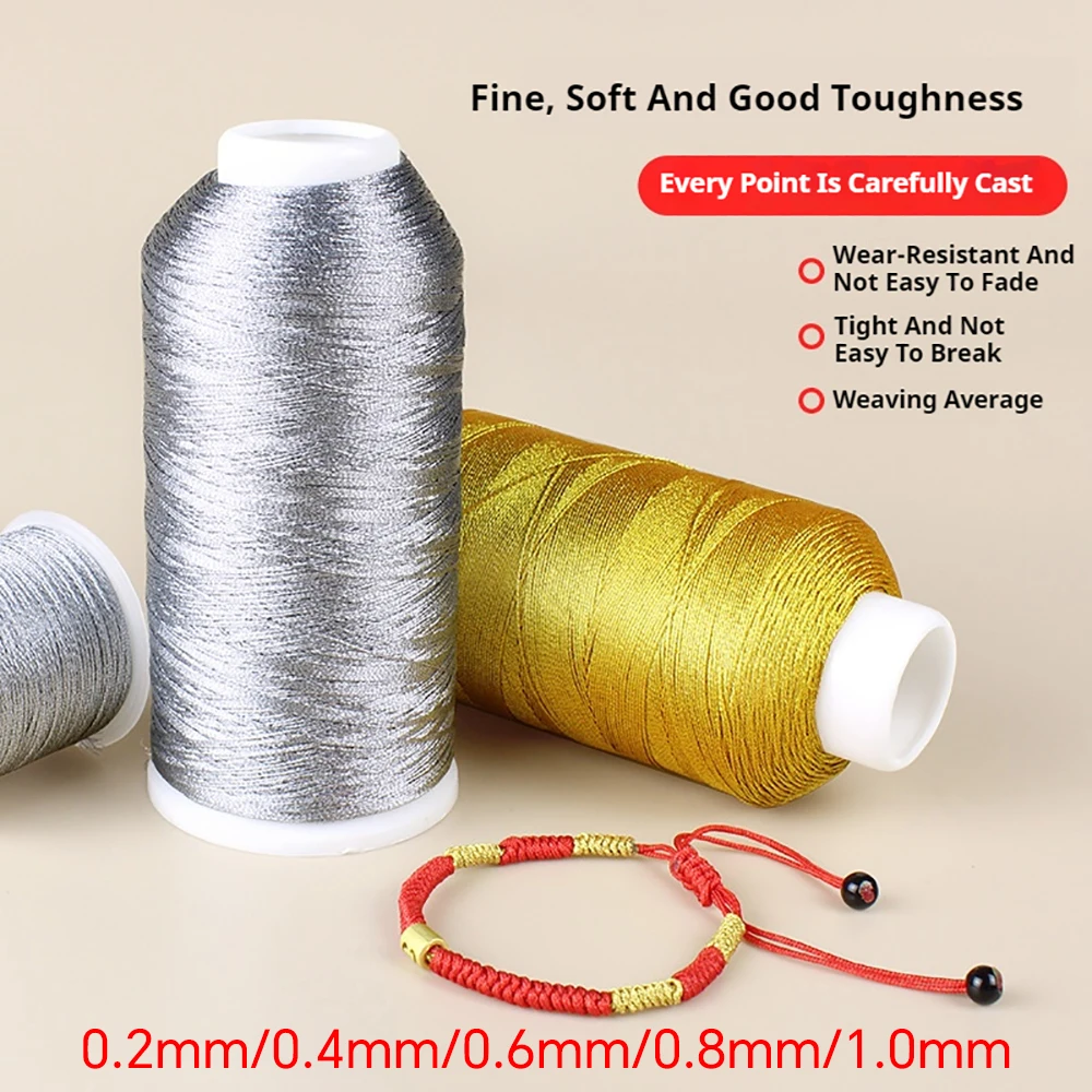 Metallic Thread Silver/Gold 0.2/0.4/0.6/0.8/1.0mm Jewelry Thread For Sewing Crafts Tinsel String Craft Making Cord Accessories