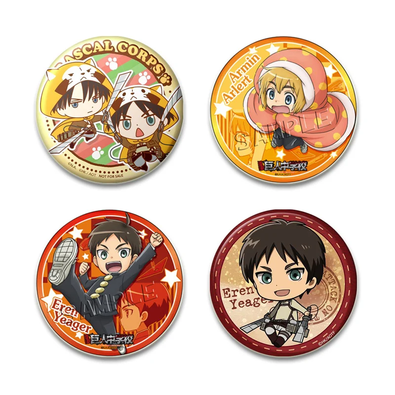 Fans Collections Anime Brooches Attack on Titan Cartoon Armin Arlert/Eren Jaeger Lapel Pins Backpack Collar Badge Jewelry Gifts