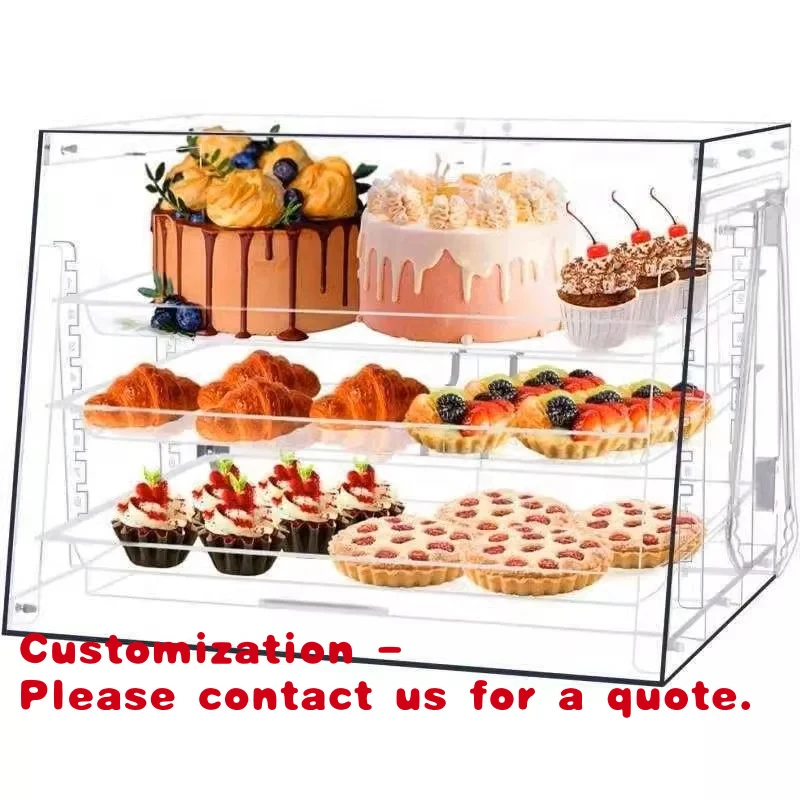 

Регулируемые акриловые витрины для тортов на заказ, портативные демонстрационные боксы для пекарен, для тортов, хлеба, сэндвичей