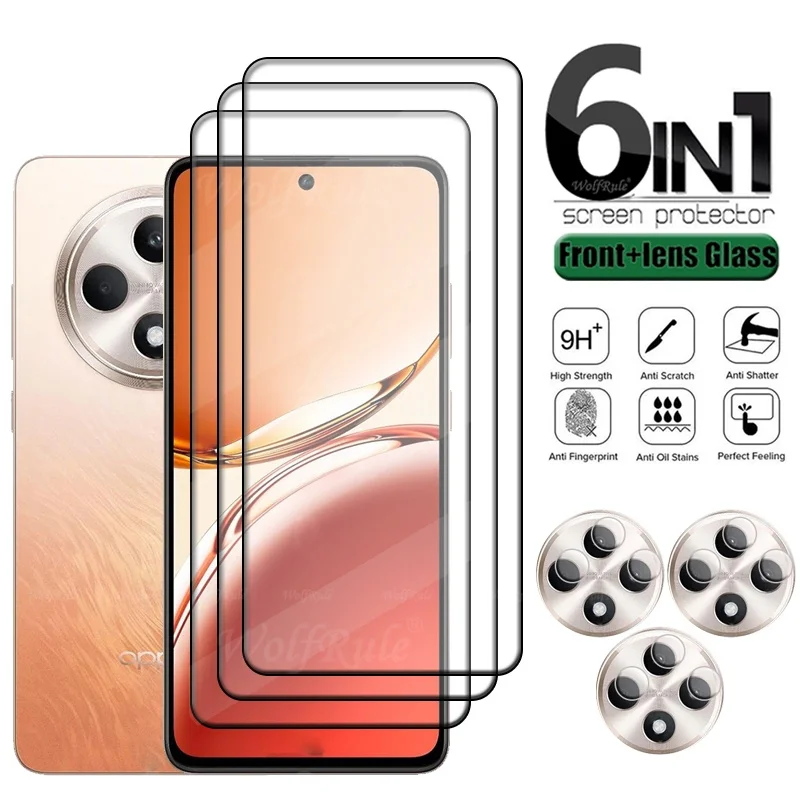 

6-in-1 For OPPO Reno 12FS Glass For Reno 12 FS Tempered Glass Protective Full Cover Glue Screen Protector Reno 12FS Lens Glass