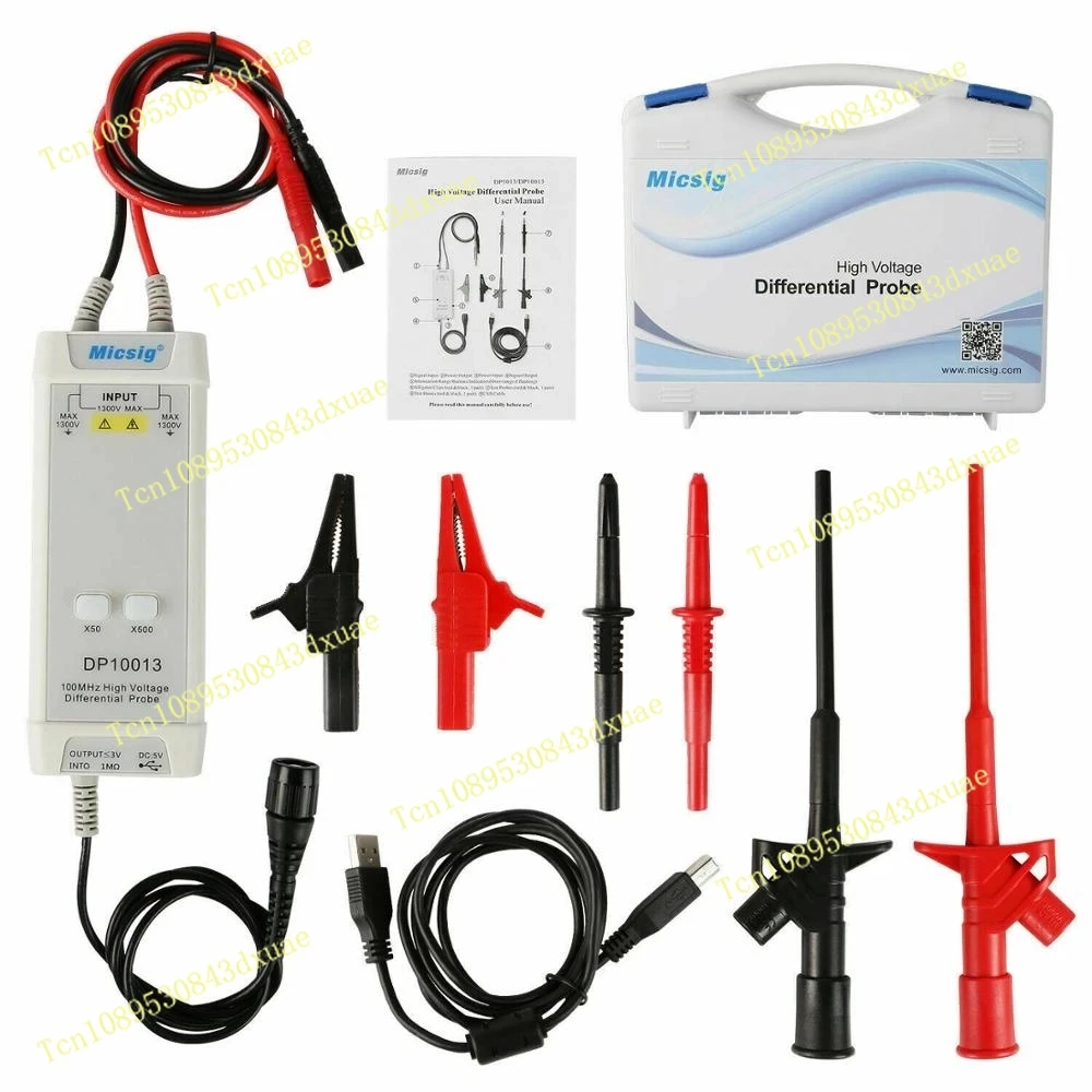 2025Micsig Oscilloscope 1300V 100MHz High Voltage Differential Probe DP10013 kit 3.5ns Rise Time 50X / 500X Attenuation Rate
