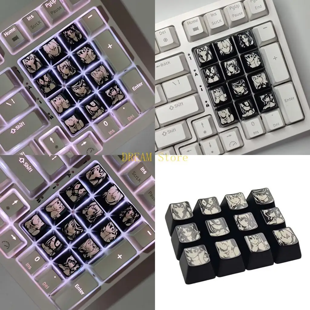 12PCS ABS Plastic Keycap Set With Fun Cartoon Motifs And Optimal Light Diffusions For Mechanical Keyboards best sale