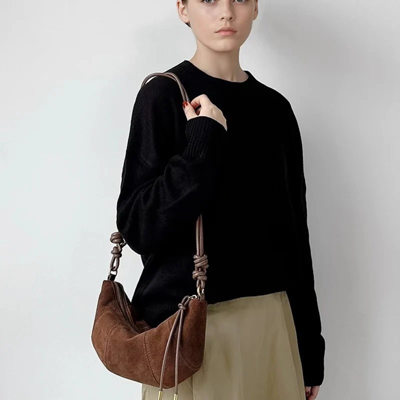 

Women Cow Genuine Leather Classic Handbags Female Crossbody Designer Luxury Shoulder Bags Ladies Casual Retro Bull horn Bag Girl