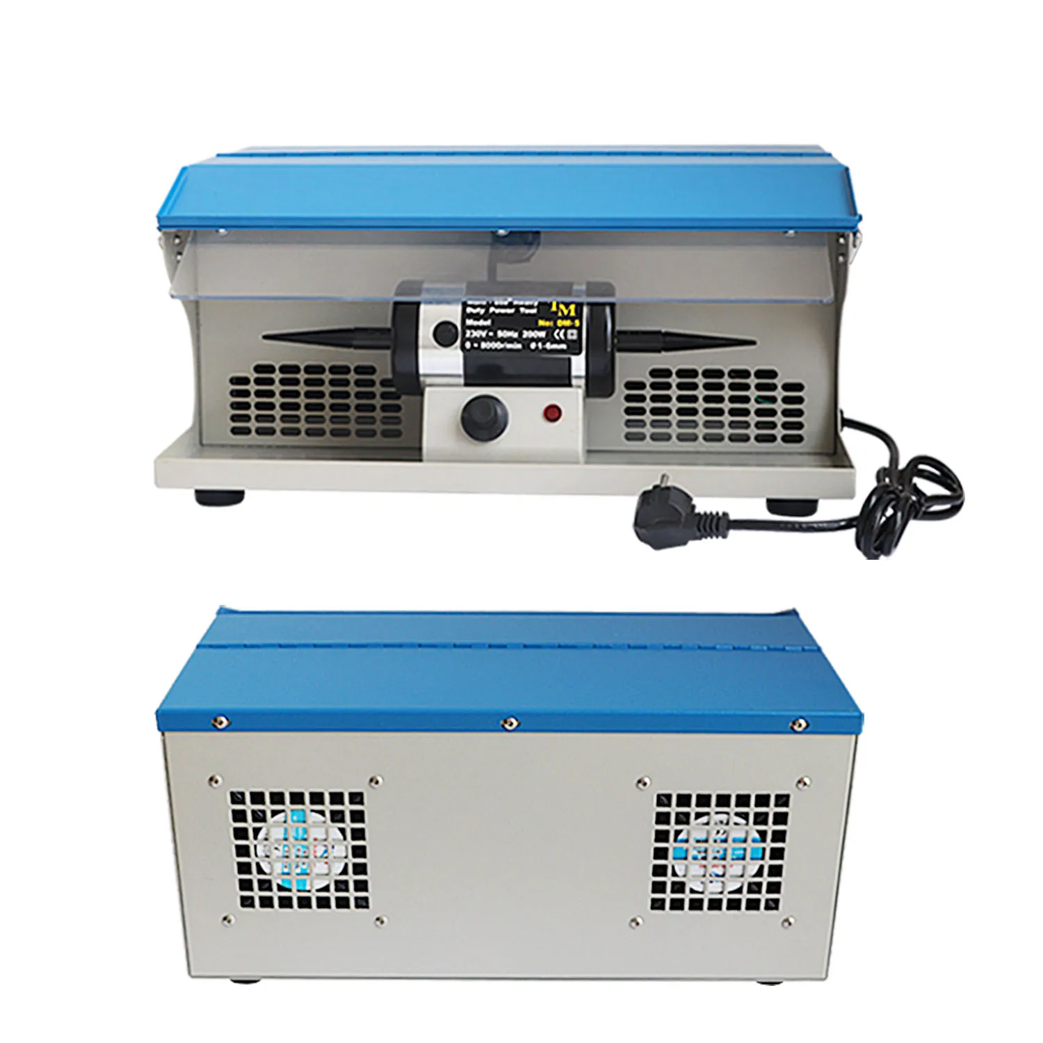 200W High Quality Jewelry Polishing Buffing Machine 110/220V Dust Collector with Light Table Top Jewelry Buffer Polisher