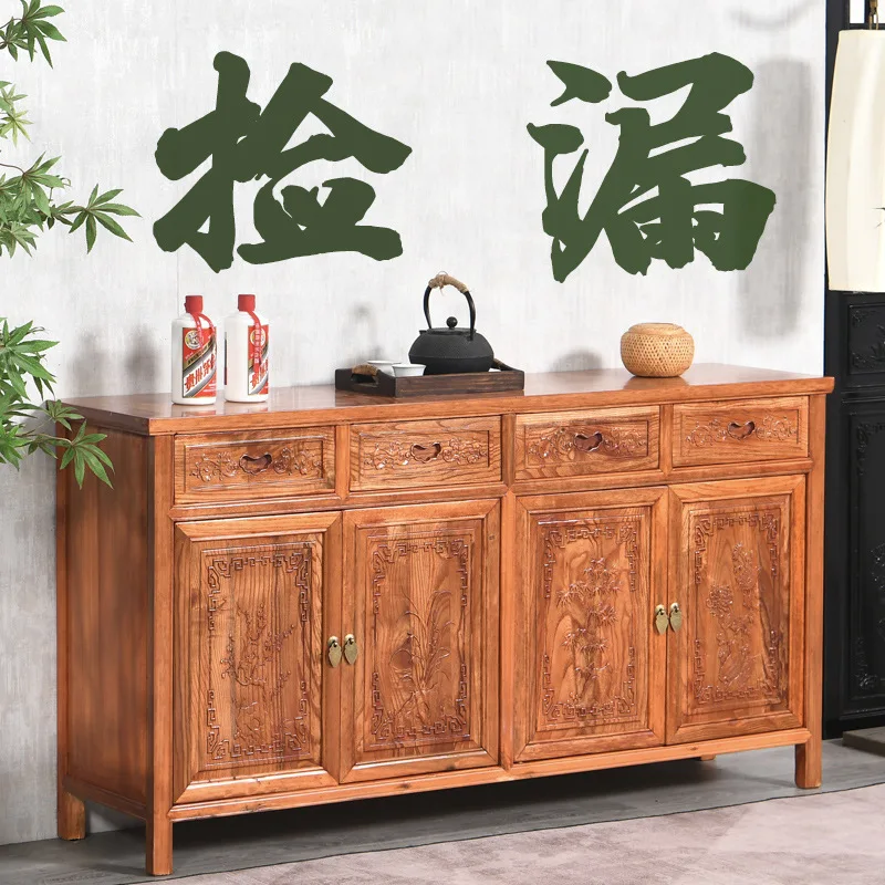 

New Chinese Style Dining Side Cabinet Solid Wood Rack Chinese Style Kitchen Office Living Room Tea Cabinet Solid Wood