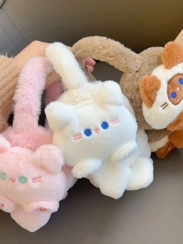 漫画のウサギの冬用暖かいぬいぐるみイヤーマフ、子供女の子用ファッションアクセサリー、中国製のベルベット素材イヤーマフ