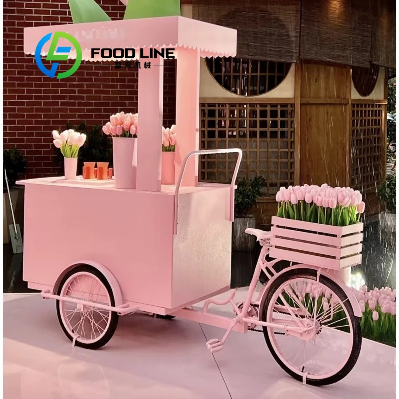 

Индивидуальная трехколесная тележка для продажи, мобильный магазин для рекламной витрины закусок на ночном рынке