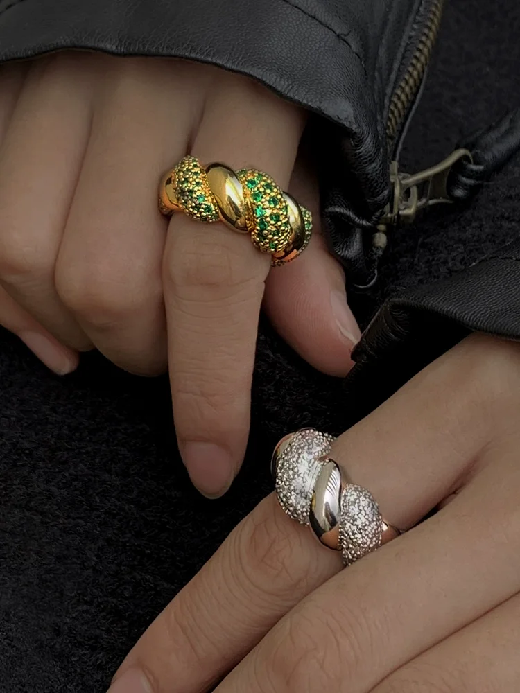 

Brass Chunky Twist Statement Solid Rings Women Jewelry Punk Designer Club Cocktail Party Boho Japan Korean