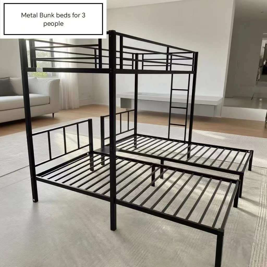 Factory Hot Sale Modern Steel Bunk Beds for 3 Children Adults Space Saving Heavy Duty School Hostel Use