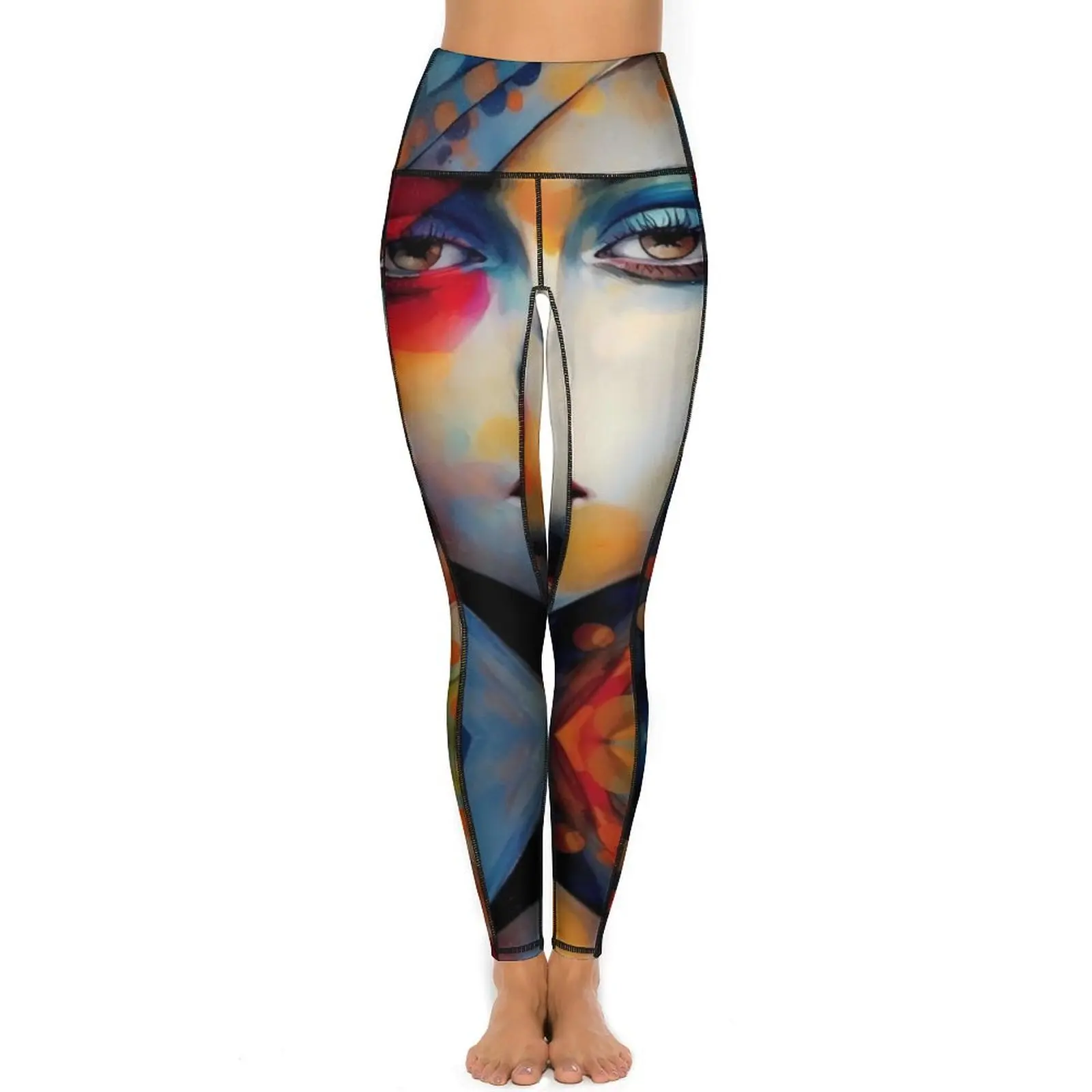 Dame Gesicht Yoga Hosen Taschen Pop Art einer Frau Leggings sexy Push-up Mode Yoga Sport Strumpfhosen schnell trocknende Fitness Leggins