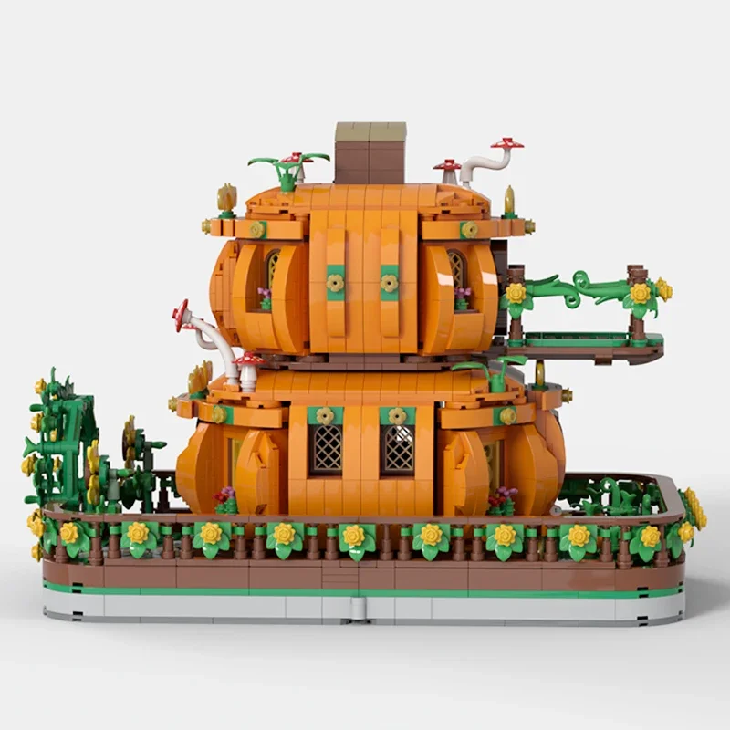 Modular Street View Model Moc Building Bricks Two Story Pumpkin House Technology Blocks Gifts Christmas Toys DIY Sets Assembly