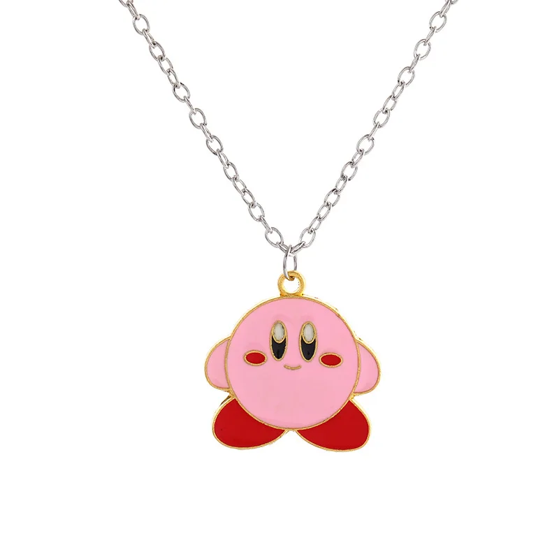 Kawaii Kirby Anime Cartoon Doll Alloy Chain Pendant Necklace Fashion Clavicle Chain Party Jewelry Accessories Girls Gift