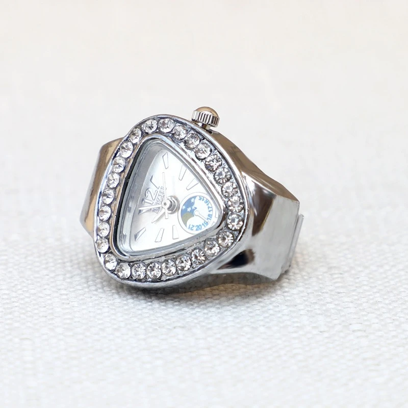 Mini-Ringe, Uhr, Edelstahlarmband, Legierungsgehäuse, für Männer, Frauen, Studenten, personalisierter Mode-Ring-Schmuck – Detail 6