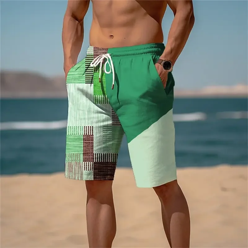 2024 Summer Loose Men\'s Shorts Flag Graphic Print Beach Pants Oversized Holiday Beach Trunks Quick-Drying Running Sports Shorts