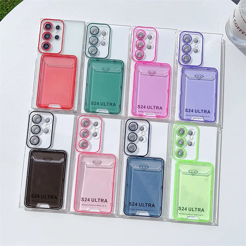 Luxus Candy Farben Slot Karte Brieftasche Halter Telefon Fall Für Samsung Galaxy S25 S24 S23 S22 Ultra Transparent Stoßfest Abdeckung