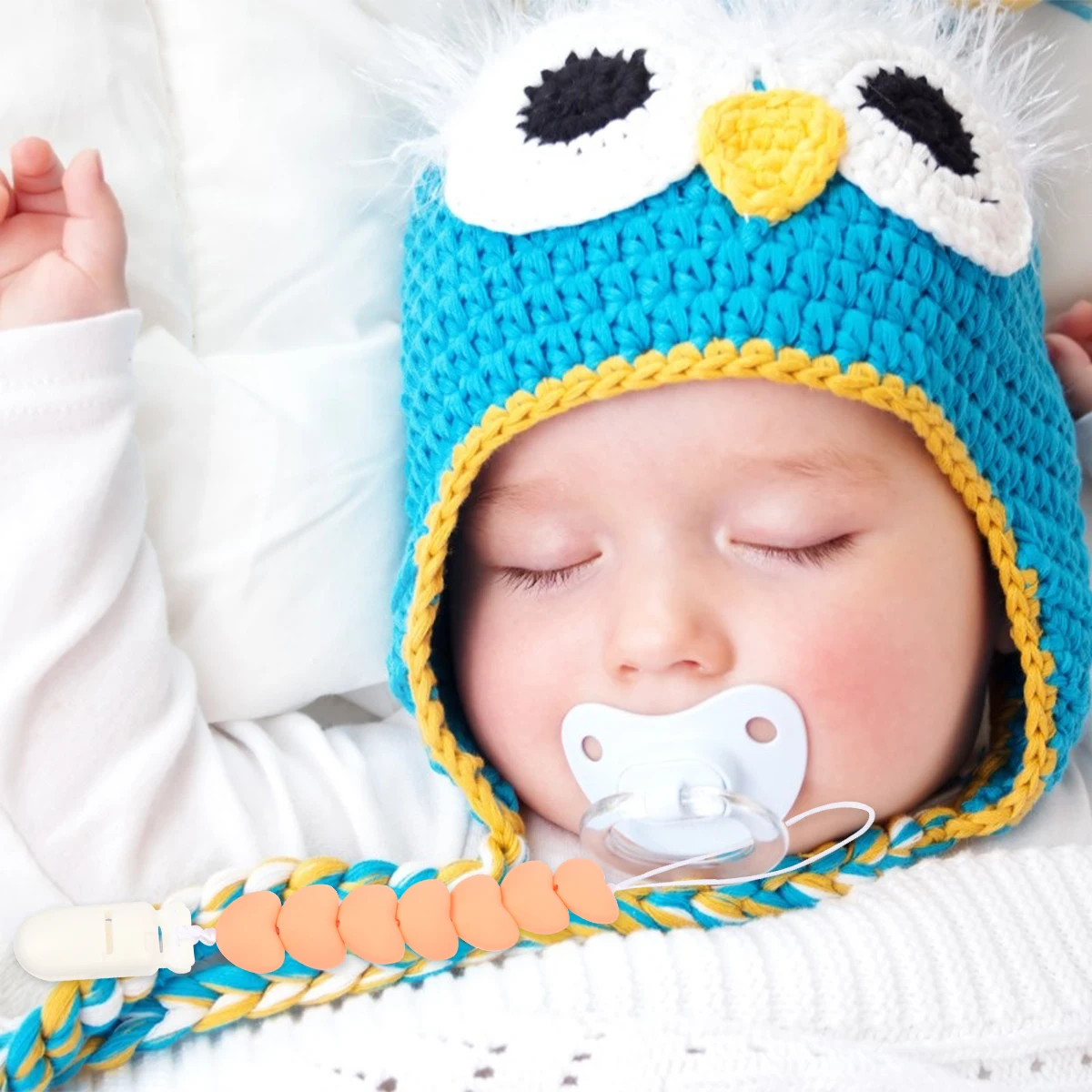 

2PCS Baby Pacifier Chain Silica Gel Drop-preventing Clip for Newborn Portable Teether Baby Feeding Supplies Gift