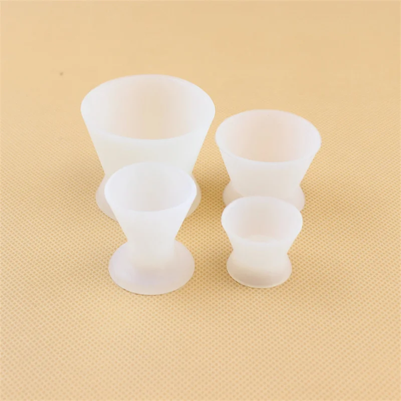 4pcs/set Self-solidifying Silicone Cups Mixing Bowl Non-Stick Lab Clean Cup Flexible Dentist Medical Rubber Equipment Mixing Cup