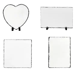 1 st sublimatie blanco leisteen rots fotolijst met standaard, doe-het-zelf herdenkingsframe voor warmteoverdracht, 4 vormen