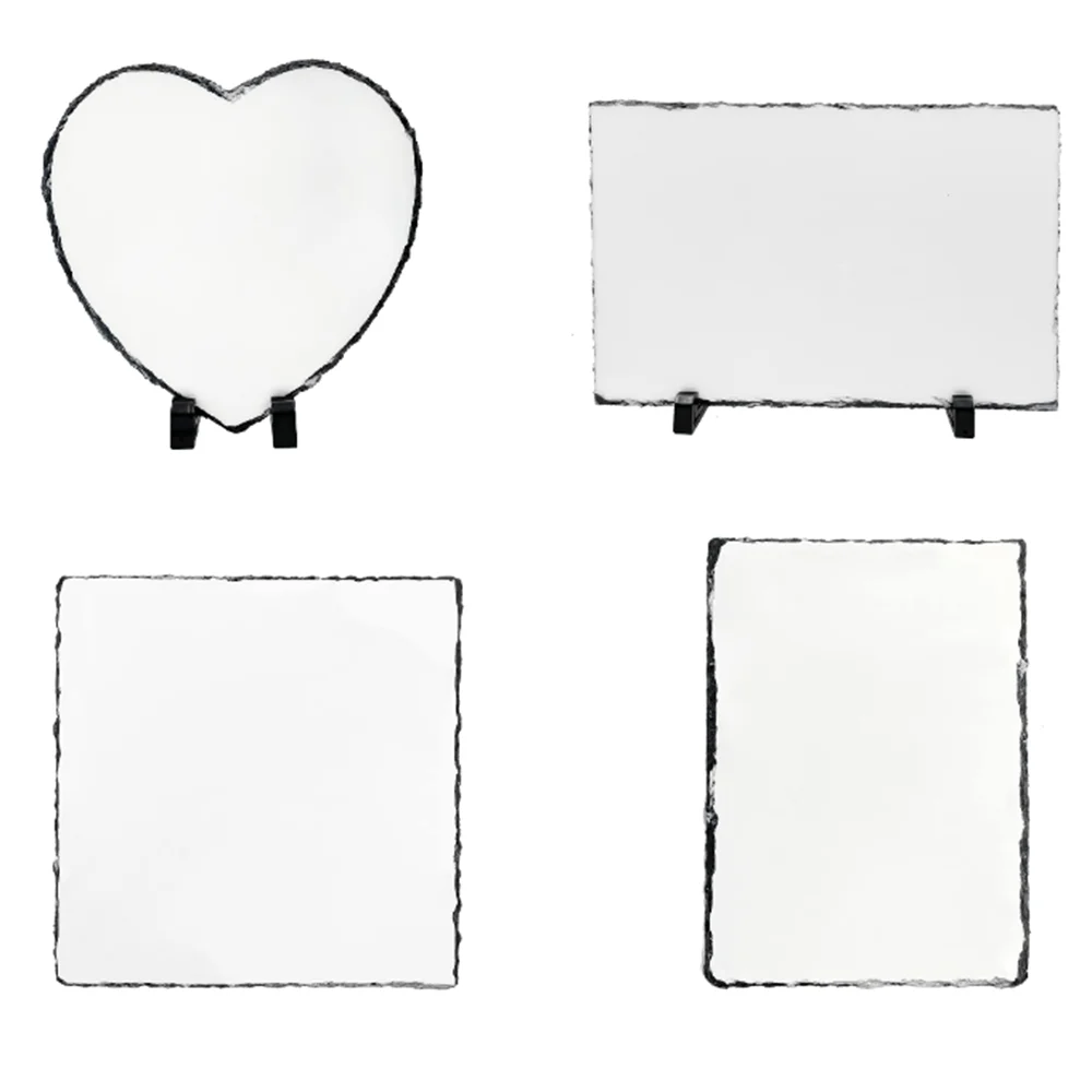 1pc Sublimation Blank Slate Rock Picture Frame with Stand, DIY Memorial Frame for Heat Transfer, 4 Shapes