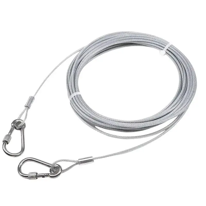 2 Stück Doppelkopf-Hundeleine mit Metallschnalle, Stahlseil, Rostschutz, Trainingshalsband, Outdoor-Hundeleine – Detail 8