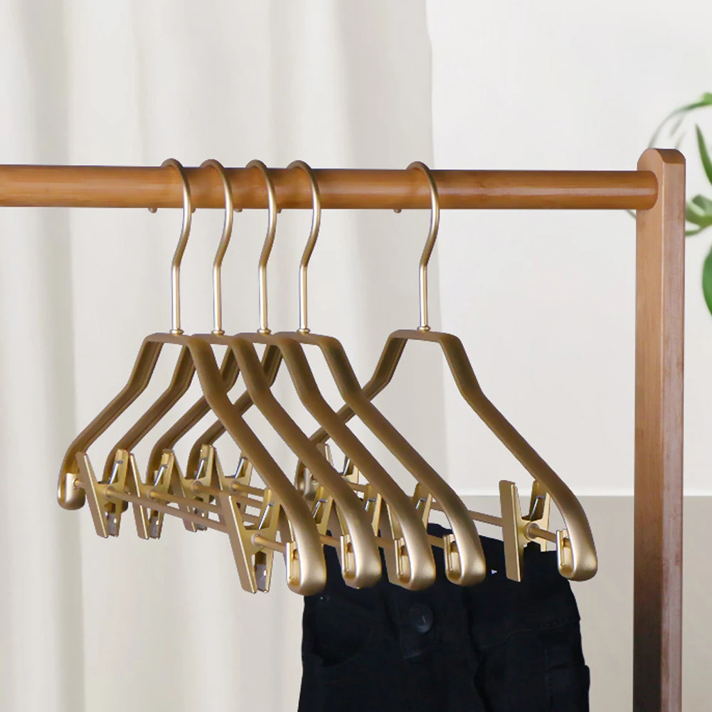 5PCS Aluminum Alloy Clothes Rack Hanging Clothes Rack Home Drying Rack Jacket Coat Hanger Thick Clothes Storage Racks