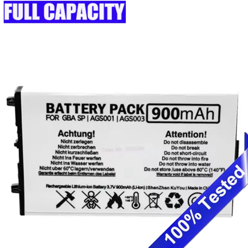 

Полностью новый аккумулятор для игровой консоли Nintend GBA SP AGS-003, 900 мАч, 3,7 В, аккумуляторная батарея AGS003
