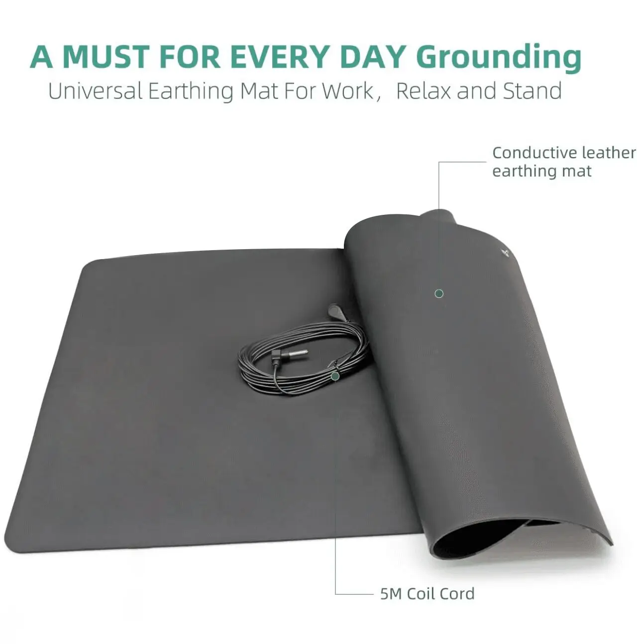 25X68CM Universal Feet Grounding Mats Better Sleep and Energy With15ft Cord ,for Desk Connect to Earth for Reduce Fatigue&Stress